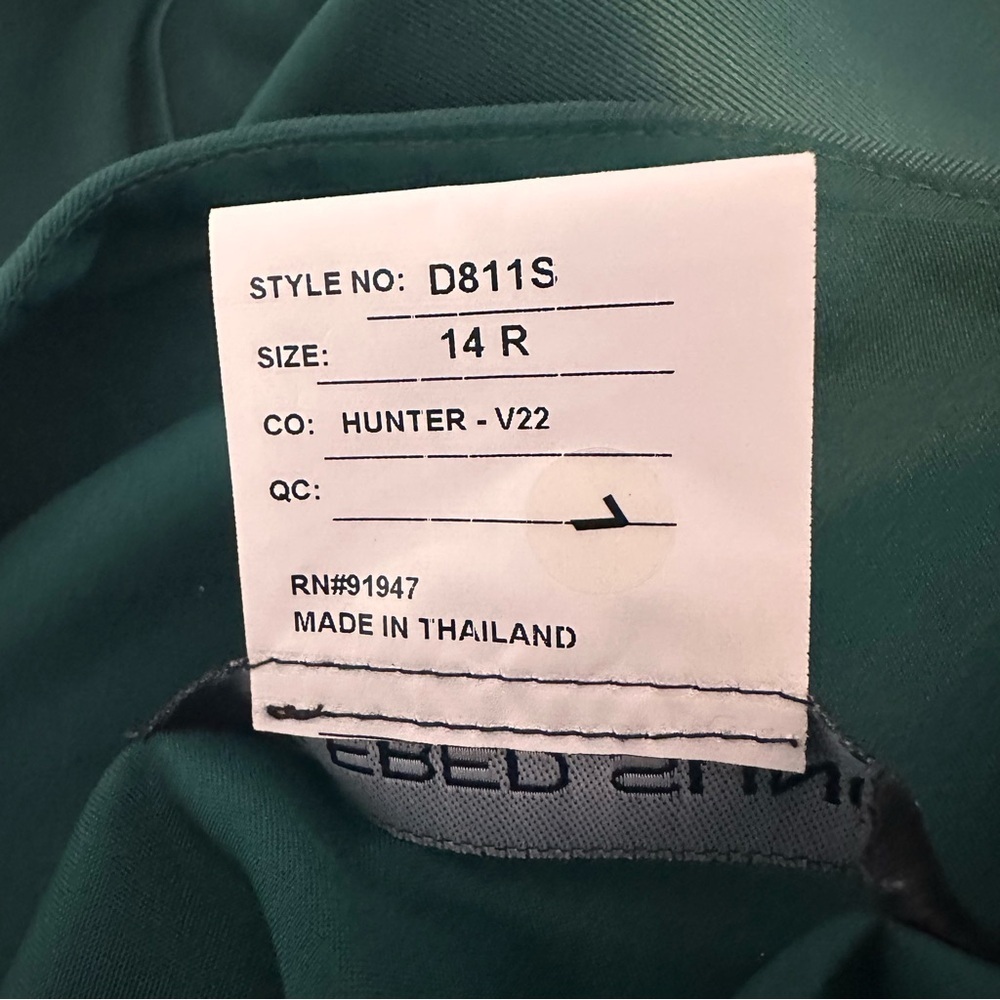 Alfred Sung Off-the-Shoulder Draped Wrap Satin Maxi Dress Hunter Green, size 14 - Picture 11 of 13
